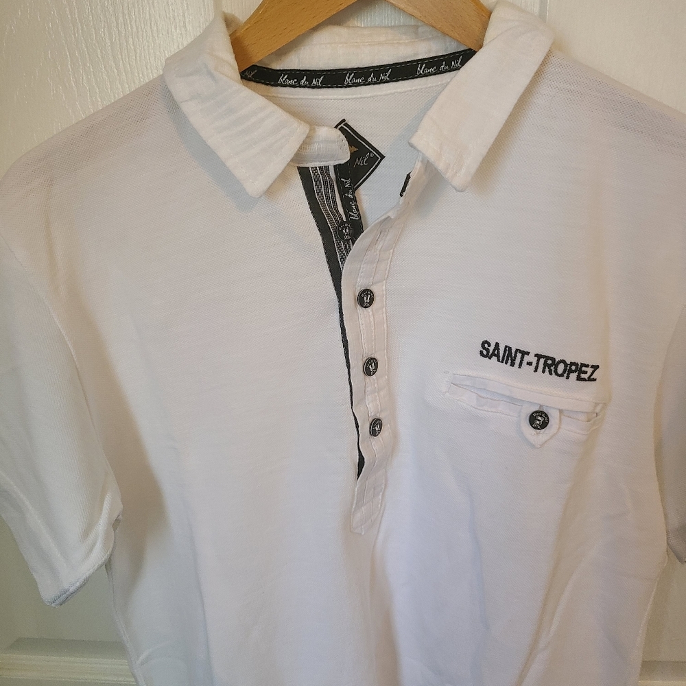 (950) BLANC Du Nil Men's Polo Shirt, Size: Small Color: White
